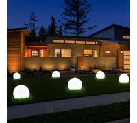 Sfera di luce solare sfera da giardino luce solare LED decorazione da giardino sfera solare per esterno 10 cm, con picchetto, 1x LED 0,06 watt bianco, DxA 10x34 cm, set da 6