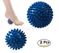 Sfera di massaggio - Spiky Ball roller, set da 2 (7.5 cm, 9.5 cm), fascite plantare Trigger Points collo e schiena corpo indolenzimento muscolare terapia strumento ideale per la riabilitazione, agopressione riflessologia plantare & Myofascial, blue