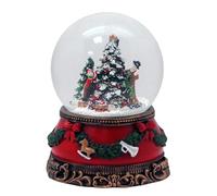 Sfera di neve decorativa con albero di Natale, su base nostalgica, paesaggio invernale, casa, Natale, inverno, con carillon - 100 mm di larghezza * 20223