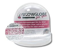Sfera di neve grande | contenuto: neve | larghezza: 9 cm x altezza: 8 cm | con 2 immagini | base trasparente | sfera agitante individuale | 50000