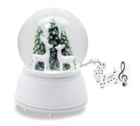 Sfera di neve Hüttenzauber 2 cervi bianco davanti all'albero di Natale, base bianca nostalgica, con carillon, decorazione natalizia, larghezza: 10 cm, altezza: 13 cm, 20254