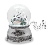 Sfera di neve paesaggio di montagna con ponte | base effetto peltro ornamenti | con carillon | palla agitata decorazione natalizia | larghezza 10 cm x altezza 14 cm | 20255