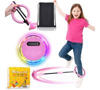 Sfera di salto alla caviglia per bambini e ragazze dai 6 ai 12 anni con palla da salto sportiva e anello pieghevole lampeggiante colorato con conteggio del tempo (rosa)