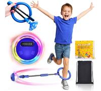 Sfera di salto alla caviglia per bambini e ragazze dai 6 ai 12 anni con palla da salto sportiva e anello pieghevole lampeggiante colorato con conteggio del tempo (blu)