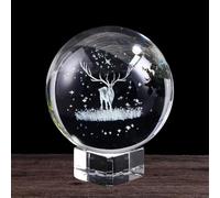 Sfera di vetro 3D con supporto per la strada lattea (alce 8 cm + base di cristallo)