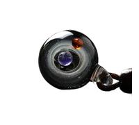 Sfera di vetro con cielo stellato cosmico - ciondolo da sogno, decorazione celeste, adatta come ciondolo (ciondolo - sfondo nero con doppie perline)