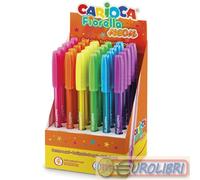 Carioca Fiorella Expositor de 30 Boligrafos Neon - Punta de Esfera - Cuerpo Transparente Fluo - Escritura Brillante y Colorida - Color Varios