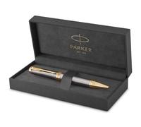 Parker Ingenuity Penna a sfera | Lacca grigia con finiture oro | punta media | ricarica inchiostro nero | confezione regalo