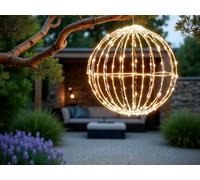 Sfera luminosa a LED, 30 cm, pieghevole, illuminazione natalizia, con 200 LED, lampada sferica, per interni ed esterni, luce bianca calda