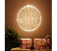 Sfera luminosa a LED, 50 cm, pieghevole, illuminazione natalizia, 320 LED, pieghevole, luce bianca calda, per interni ed esterni
