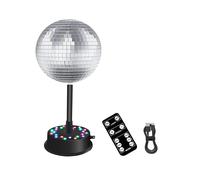 Sfera Luminosa A Specchio con Telecomando, Motore Rotante Regolabile A 23 LED con Sfera A Specchio Argentata da 6 Pollici per L'Arredamento Della Casa