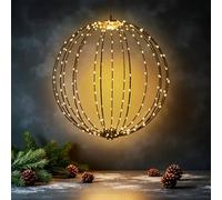 Sfera luminosa da appendere per esterni, 40 cm, con timer e spina, 240 LED, luce decorativa da giardino, luce extra calda, luce bianca collegata, luce sferica per esterni, Natale, avvento