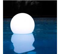 Sfera Luminosa Fotovoltaica in Polietilene, RGB, Galleggiante, Dimensioni 40 cm - peso 3 kg con paletto di fissaggio e Telecomando trasparente