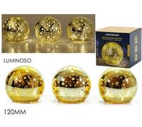 Sfera luminosa LED in vetro bianco caldo diametro 15 cm decorativa