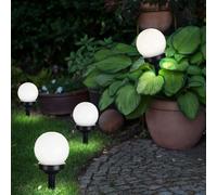 Sfera luminosa solare da giardino, lampada solare da 10 cm, decorazione da giardino a LED, sfera solare per esterni, piccola, tempo di illuminazione circa 6-8 ore, H 38 cm, set da 4
