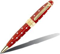 CAMPO MARZIO ROMA 1933 Mipo - Penna a sfera ricaricabile in metallo, con finitura dorata, design a pois, inchiostro nero, penna a sfera media, con confezione regalo, per uomini e donne (blu oceano)