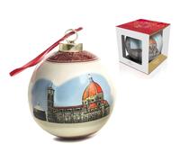 Palla Sfera in Ceramica smaltata decorata a rilievo Firenze, diametro cm.8 Idea Regalo, Bomboniera, Souvenir Toscana Firenze Italia. Scatola regalo.