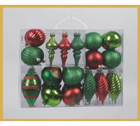 SFERA PALLINA SET 40 ADDOBBI PER ALBERO ROSSO E VERDE