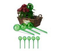 Relaxdays Sfera Sfere per Irrigazione, Set da 9, H x D: 28x8 cm, Irrigatori da 250 ml per Piante e Fiori, Plastica PVC, Verde