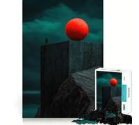 Sfera rossa su una scogliera - Puzzle da 1000 pezzi per ragazzi - Gioco di logica - Divertimento in famiglia - Bordo trasparente - Una piacevole sorpresa (38x26cm)