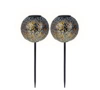 Sfera solare a luce solare per esterni, color argento, lampada plug-in, giardino, sfera orientale, con effetto luce e picchetto, 1x LED 3000 Kelvin, DxH 18,5x54 cm