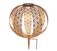 Sfera solare effetto ruggine per esterni, lampada solare da giardino, lampada solare orientale, con effetto luce e picchetto, 1 LED bianco caldo, diametro 30 cm
