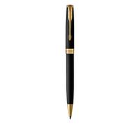 PARKER Sonnet Penna a Sfera, Laccatura di Colore Nero Opaco con Finiture in Oro, Pennino Medio, Confezione Regalo