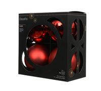 Sfera Vetro D10cm 4pz Mix Christmas Red Opaco E Lucido