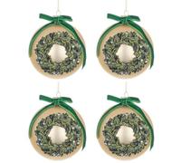 Palline Natale in Vetro Elegante con Fiocco in Raso Verde Corona