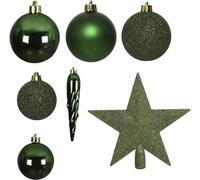 Sfere assortite e puntale verde 33 pz