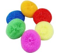 Sfere colorate per la pulizia dei piatti, in filo di plastica, multiuso, per lavare i piatti, spugne per la rimozione di sporco ostinato, grasso da pentole, piani cottura (6 pezzi)