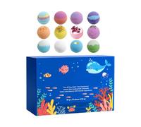 Sfere da bagno con giocattolo per bambini, set da 12 pezzi, motivo mare, accessori da bagno, bombe da bagno frizzanti per bambini, mogli e donne, compleanno, vacanze, estate, viaggi, bagno, toilette