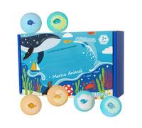 Sfere da bagno in schiuma per bambini, 6 pezzi con giocattoli all'interno, pulitore | Motivo mare Design SPA palla - per bambini, relax, cura di sé, spa, casa, viaggi, bagno