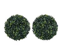 Sfere di bosso artificiali, 2 pezzi, 45 cm, in polietilene, resistenti alle intemperie, verdi, per giardino, balcone, soggiorno, decorazione da appendere, facili da pulire, per interni ed esterni