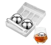 Sfere Di Ghiaccio In Metallo Da 2 Pezzi - Grandi Pietre Di Whisky Rotonde | Set Di Sfere Di Ghiaccio In Acciaio Inossidabile | Cubi Di Ghiaccio In Metallo Sferico Riutilizzabili | Gadget Di Utensili D