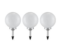 Sfere luminose solari da giardino Decorazione da giardino a LED Sfera solare per esterni Lampada a sfera plug-in, plastica bianca, tempo di illuminazione circa 6-8 ore, diametro 20 cm, set da 3