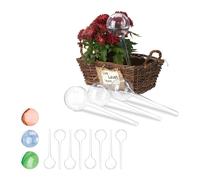 Relaxdays Set 12x Sfere per irrigazione, dosatori d’Acqua per Piante da Vaso, Ornamentali, Durata 2 Settimane, in plastica, Trasparente