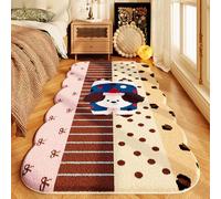 SFgFGfcghC Tappeto da Camera da Letto, Coperta da Comodino in Stile retrò Maillard, Letto Cartoon in Peluche Antiscivolo, Cuscinetto Frontale per scendere dal Letto,c,60 * 180cm