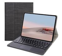 SFGO-A Tree Texture Bluetooth Keyboard Leather Case with Touchpad For for Microsoft Surface Go 4/3 / 2/1(Black + Black)