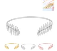 SFHDFLUQ Back-Worn Leaf Metal Headband, Fashion Gold Leaf Back-Worn Goddess Headpieces, Adjustable, Elegant Bridal Tiara for Back of Head(C)