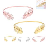 SFHDFLUQ Back-Worn Leaf Metal Headband, Fashion Gold Leaf Back-Worn Goddess Headpieces, Adjustable, Elegant Bridal Tiara for Back of Head(F)
