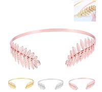 SFHDFLUQ Back-Worn Leaf Metal Headband, Fashion Gold Leaf Back-Worn Goddess Headpieces, Adjustable, Elegant Bridal Tiara for Back of Head(A)