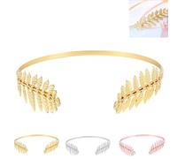 SFHDFLUQ Back-Worn Leaf Metal Headband, Fashion Gold Leaf Back-Worn Goddess Headpieces, Adjustable, Elegant Bridal Tiara for Back of Head(B)