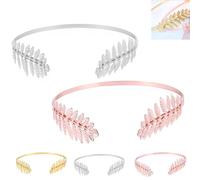 SFHDFLUQ Back-Worn Leaf Metal Headband, Fashion Gold Leaf Back-Worn Goddess Headpieces, Adjustable, Elegant Bridal Tiara for Back of Head(E)