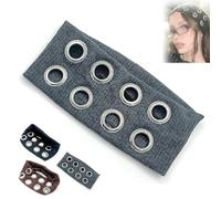 SFHDFLUQ Women Hollow Out Eyelets Elastic Headband, Y2K Punk Grunge Wide Hairband, Girls Elastic Fashionable Casual Eyelet Hair Accessories(Coffee)