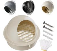 Sfiato esterno a forma di toro in acciaio inossidabile 304, tappo sfiato for asciugatrice, griglia ventilazione sferica, cappuccio for condotto antipioggia(Beige,100mm/3.94in)