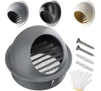 Sfiato esterno a forma di toro in acciaio inossidabile 304, tappo sfiato for asciugatrice, griglia ventilazione sferica, cappuccio for condotto antipioggia(Gray,180mm/7in)