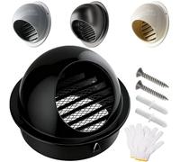 Sfiato esterno a forma di toro in acciaio inossidabile 304, tappo sfiato for asciugatrice, griglia ventilazione sferica, cappuccio for condotto antipioggia(Black,150mm/5.9in)