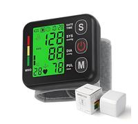 Sfigmomanometro automatico da polso con letture accurate - Monitor della pressione sanguigna a doppio utente, annuncio vocale, macchina per la pressione sanguigna alimentata a corrente o a batteria, 2