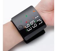 Sfigmomanometro da polso con schermo LCD digitale, sfigmomanometro automatico ricaricabile, sfigmomanometro portatile per casa o in viaggio, solo trasmissione inglese